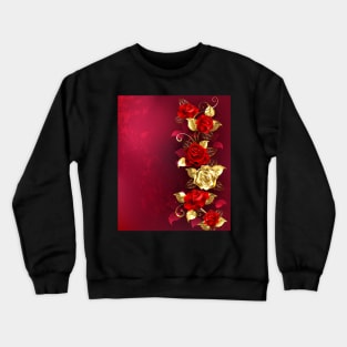 Composition with Red Jewelry Roses Crewneck Sweatshirt